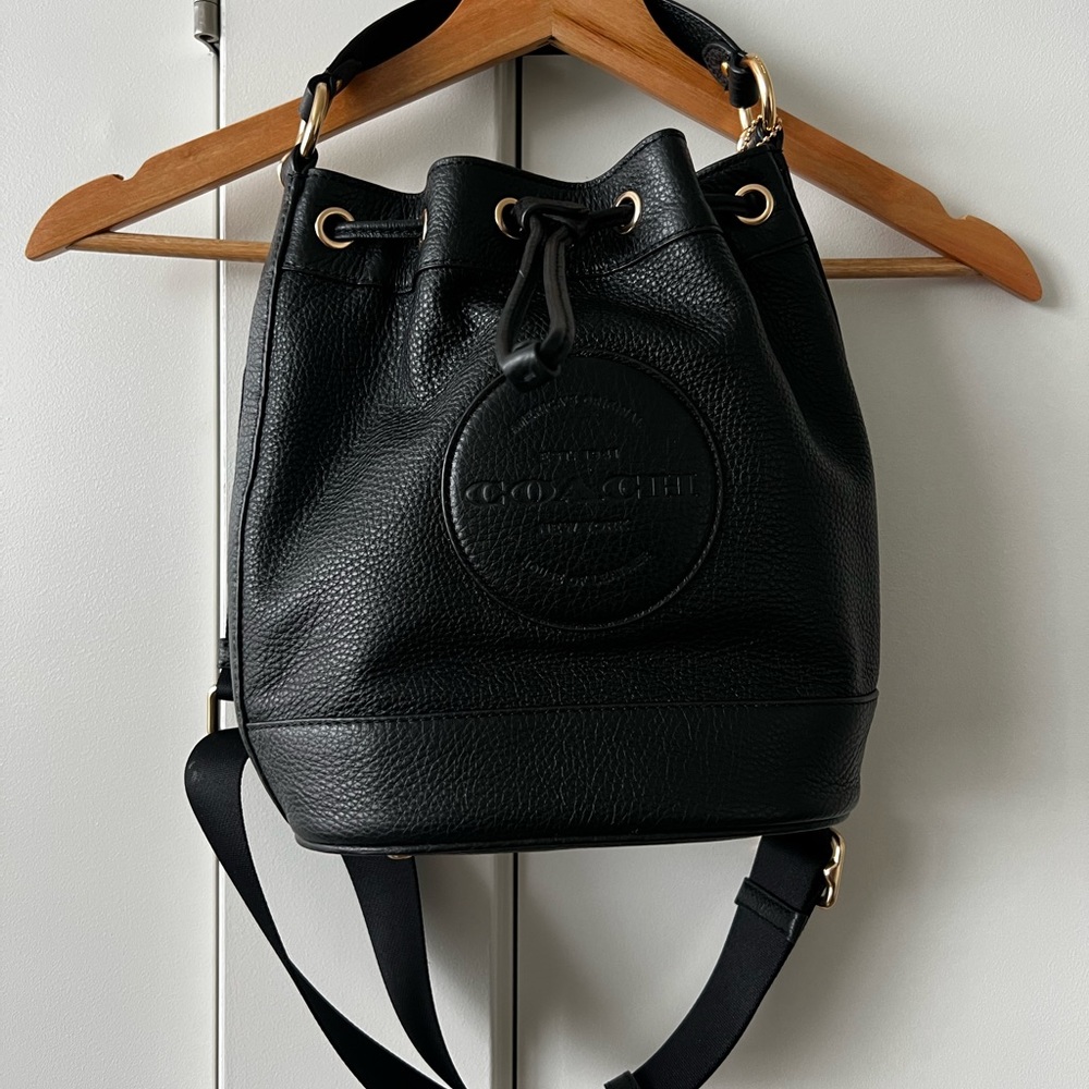 Coach Peyton Leather Drawstring Bucket Bag